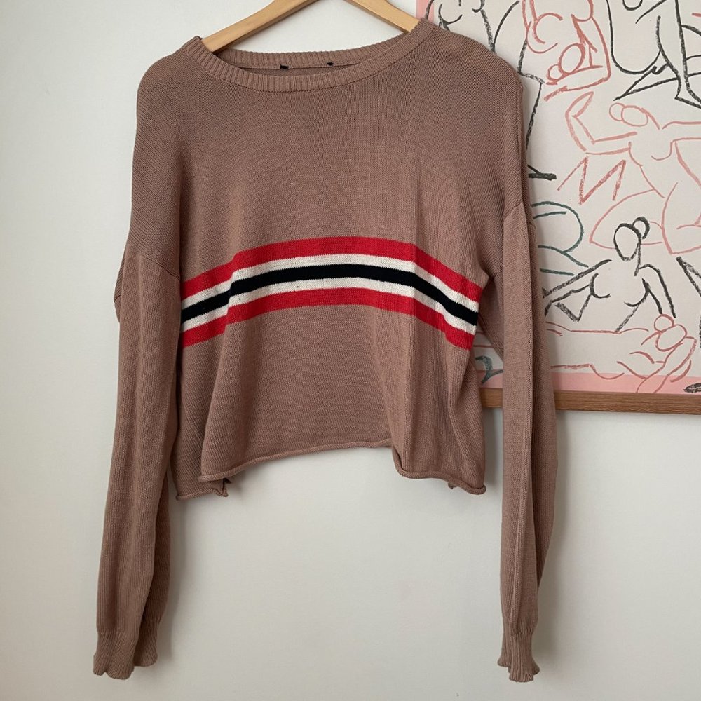 Knit Sweater with Stripe Sz S